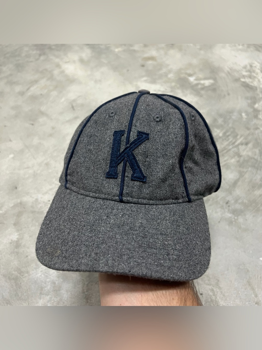 KANGOL Wool 8 PANEL Baseball HAT CAP SIZE XL FITTED KANGOL BLUE Gray